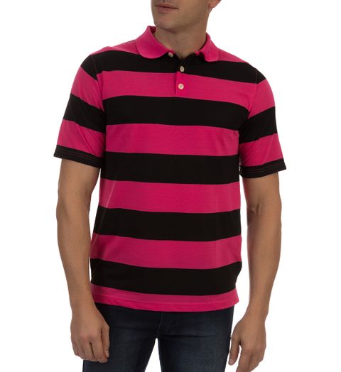 Camisa Polo Masculina Rosa Listrada - G