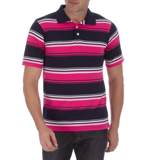 Camisa Polo Masculina Rosa Listrada - P