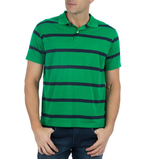 Camisa Polo Masculina Verde Listrada- P