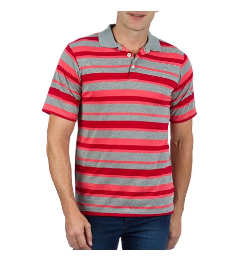 Camisa Polo Masculina Vermelha Listrada - P