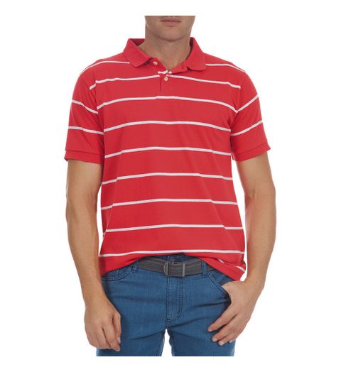 Camisa Polo Masculina Vermelha Listrada - P