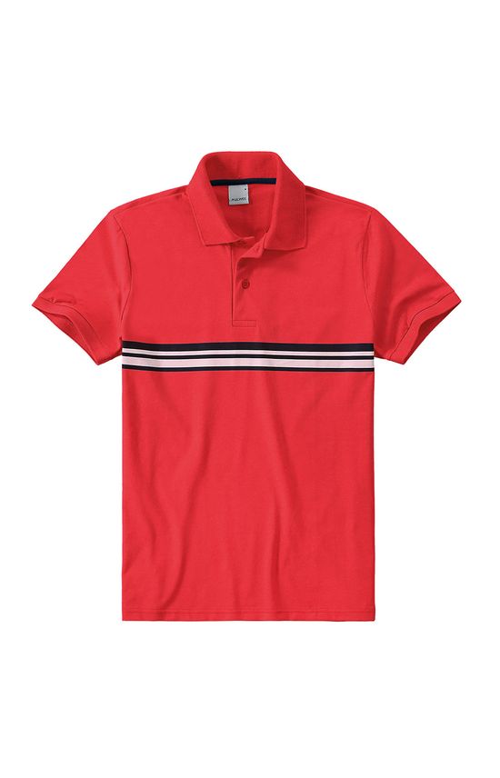 Camisa Polo Slim Listras Malwee Vermelho - G