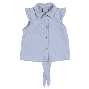 Camisa Regata Jeans Infantil para Menina - Azul Claro 6