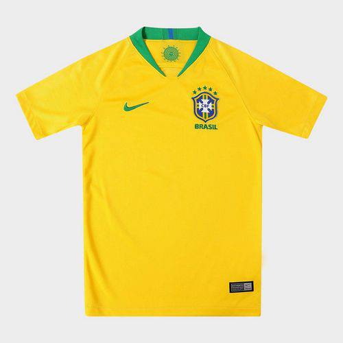 Camisa Seleção Brasil Juvenil I 2018 S/n° - Torcedor Nike - Amarelo e Verde