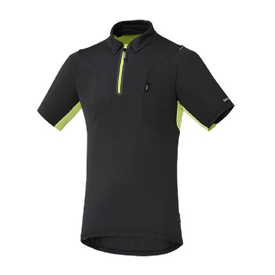 Camisa Shimano de Passeio Polo Shirt Masculina-PRETO COM VERDE-GRANDE