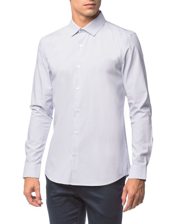 Camisa Slim Geneva Maquinetado - Branco 2 - 1
