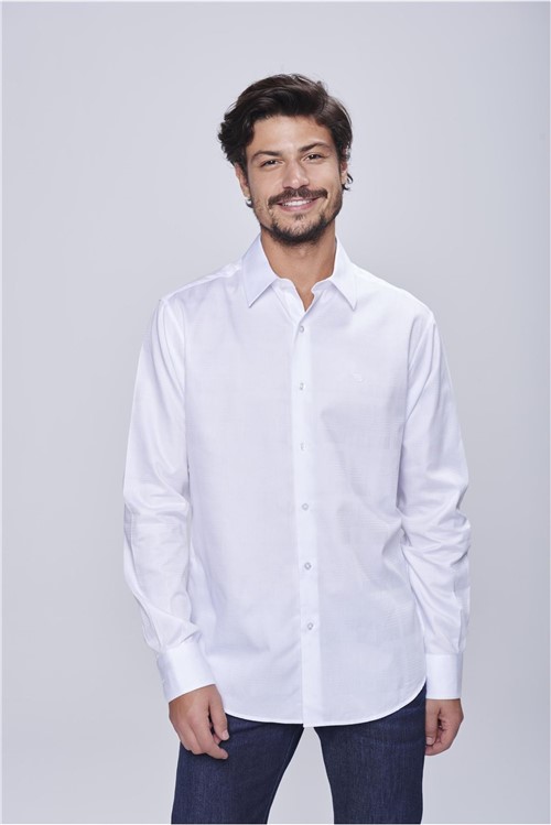 Camisa Social Branca de Algodão Peruano
