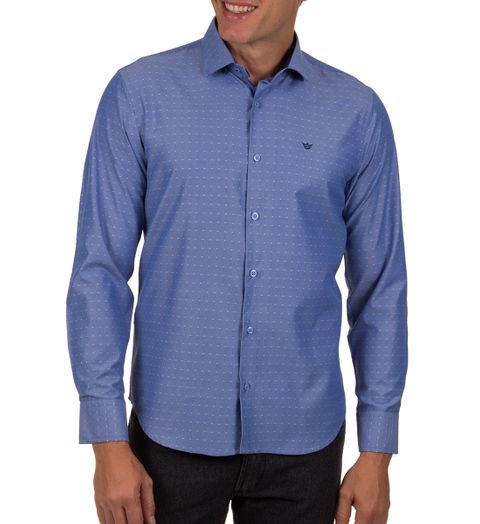 Camisa Social Masculina Azul Detalhada - 2