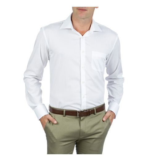 Camisa Social Masculina Branca Lisa - 6