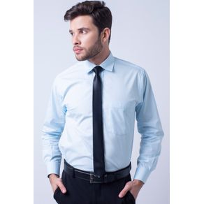 Camisa Social Masculina Tradicional Algodão Fio 40 Azul Claro F09936a 01