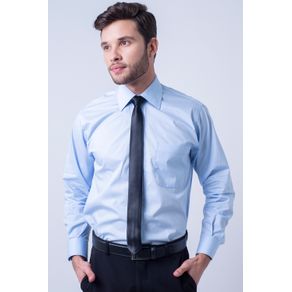 Camisa Social Masculina Tradicional Algodão Fio 40 Azul Médio F09932a 02