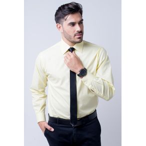 Camisa Social Masculina Tradicional Algodão Fio 40 Creme F09932a 01