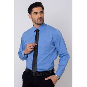 Camisa Social Masculina Tradicional Algodão Fio 50 Azul 068 07874 01