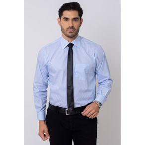 Camisa Social Masculina Tradicional Algodão Fio 50 Azul Claro 008 07871 01