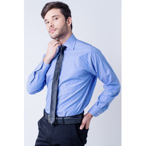Camisa Social Masculina Tradicional Algodão Fio 50 Azul Claro F07872a 01