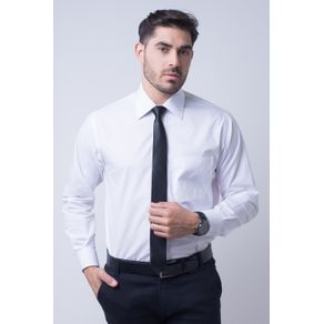 Camisa Social Masculina Tradicional Algodão Fio 50 Branco F08078a 01