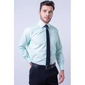 Camisa Social Masculina Tradicional Algodão Fio 50 Verde F08078a 01