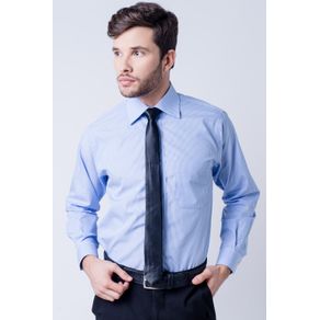 Camisa Social Masculina Tradicional Algodão Fio 60 Azul Claro F03823a 01