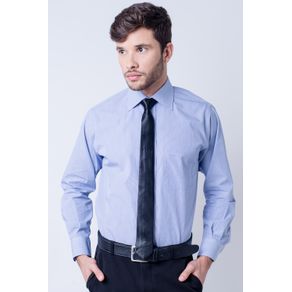 Camisa Social Masculina Tradicional Algodão Fio 60 Azul Escuro F03823a 01