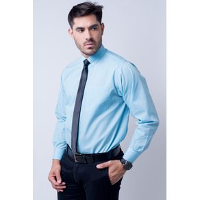 Camisa Social Masculina Tradicional Fácil de Passar Azul Claro R09993a 01
