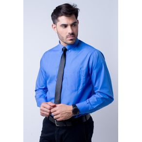 Camisa Social Masculina Tradicional Fácil de Passar Azul F09993a 01