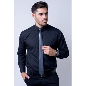 Camisa Social Masculina Tradicional Fácil de Passar Preto R09993a 01