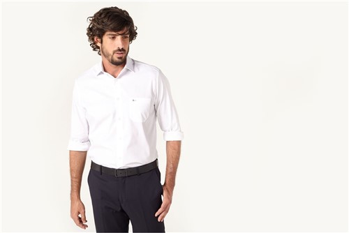 Camisa Social Tricoline Maquinetado - Branco - 38