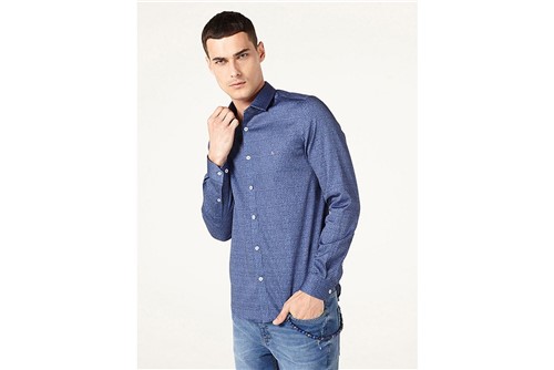 Camisa Super Slim Menswear Flores - Azul - M