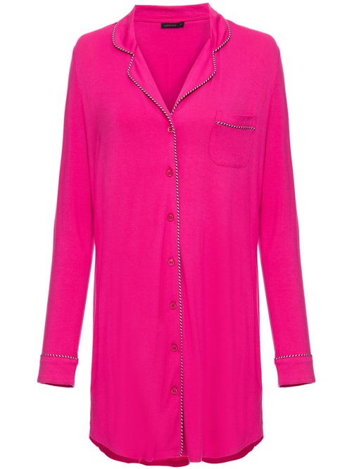 Camisao Curta Visco Classic Pink Listrado P