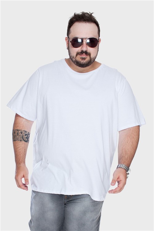 Camiseta Algodão Orgânico Lisa Plus Size Branco-50/52