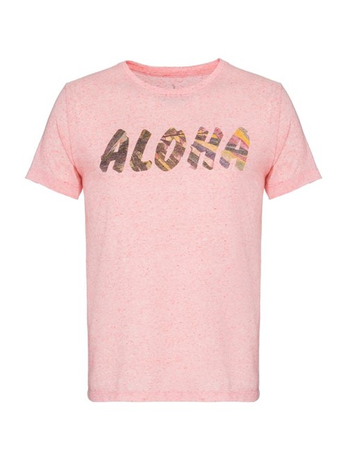 Camiseta Aloha de Algodão Coral Tamanho P