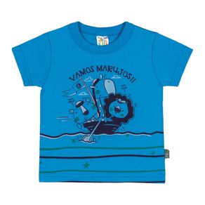 Camiseta Azul Bebê Menino Meia Malha 36154-64 Camiseta Azul Bebê Menino Meia Malha Ref:36154-64-G