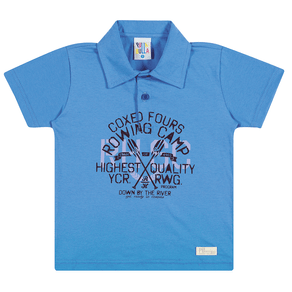 Camiseta Azul - Primeiros Passos Menino -Meia Malha Camiseta Azul - Primeiros Passos Menino - Meia Malha - Ref:33258-64-1