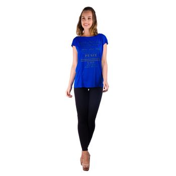T-Shirt Banna Hanna Recorte Frontal com Silk Azul M