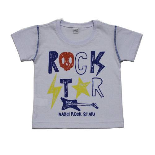 Camiseta Bebê Masculina Tóing Manga Curta Rock Star Branca