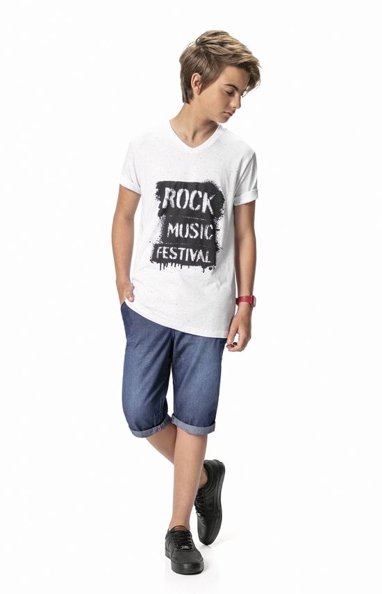 Camiseta Botonê Rock Menino Malwee Kids Branco - 14