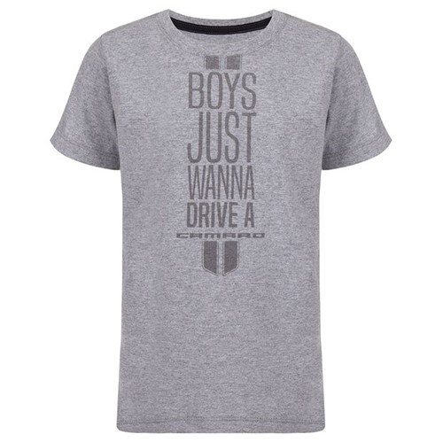 Camiseta Boys Just Wanna Drive Infantil Camaro Gm Cinza Mescla 2 Anos 11450