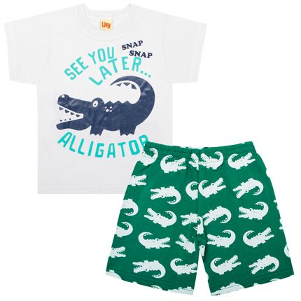 Camiseta C/ Bermuda em Malha Green Alligator - Livy