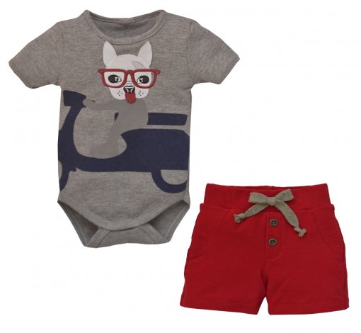 Camiseta C/ Shorts Infantil Grow Up Menino em Algodão Amalfi