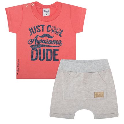 Camiseta C/ Shorts Saruel para Bebê em Malha Cool - Time Kids