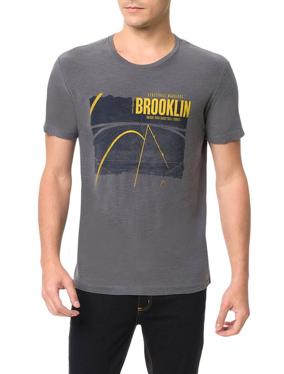 Camiseta Calvin Klein Jeans Estampa Brooklin Grafite - PP