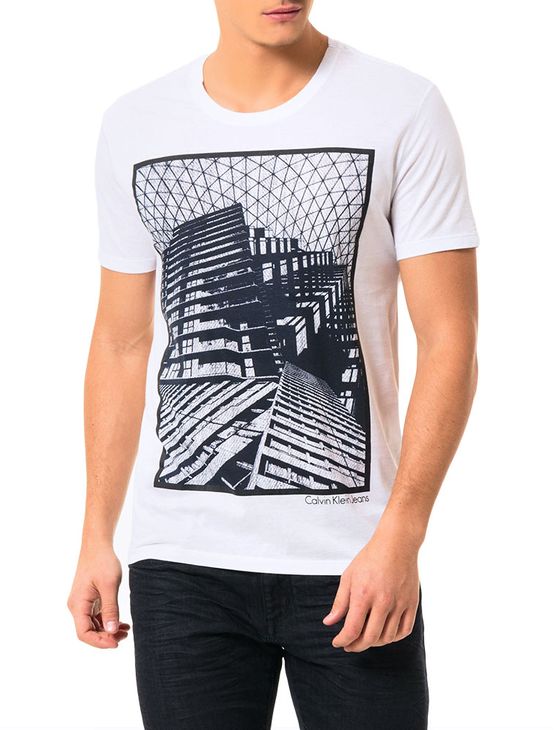 Camiseta Calvin Klein Jeans Estampa Corrosão Branco - GG