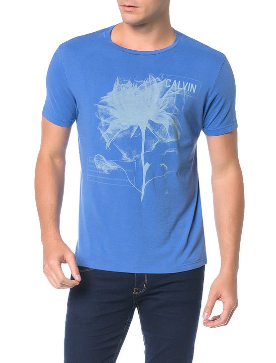 Camiseta Calvin Klein Jeans Estampa Flor Azul Carbono - XGG