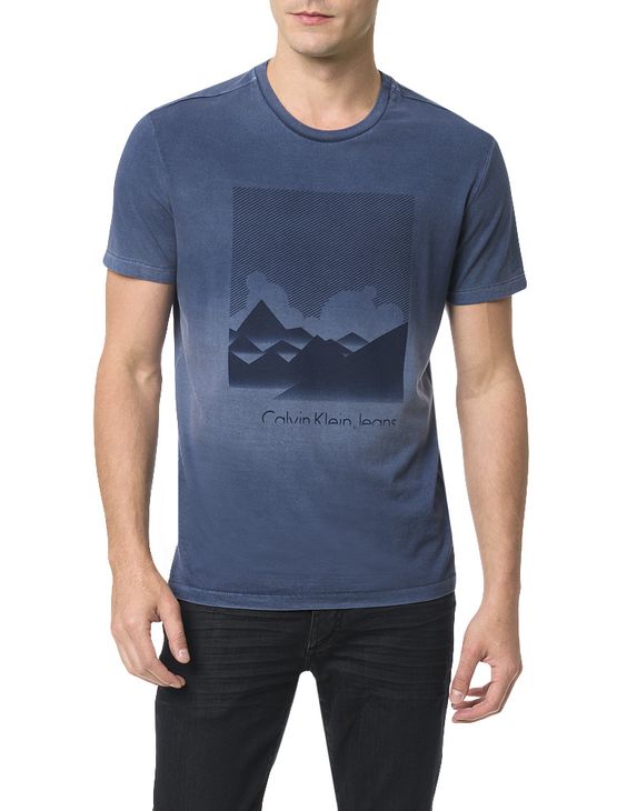 Camiseta Calvin Klein Jeans Estampa Montanhas Marinho - GG