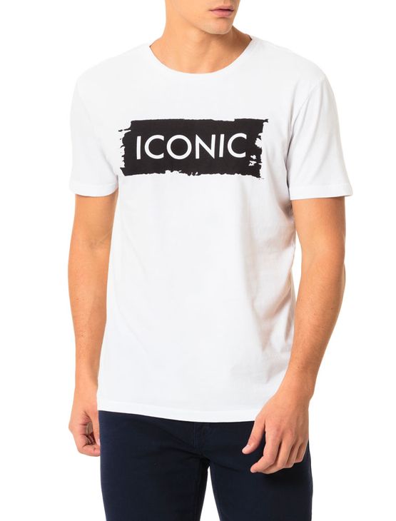 Camiseta Calvin Klein Jeans Estampa Pincelada Iconic Branco - GG