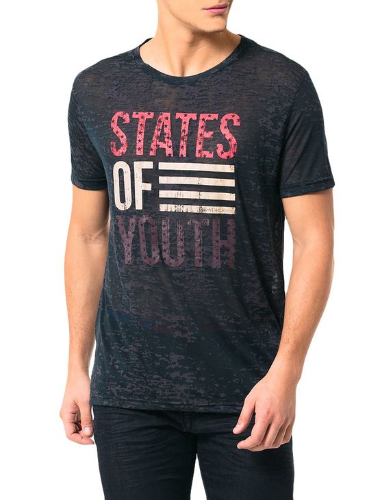 Camiseta Calvin Klein Jeans Estampa States Of Youth Grafite - GG