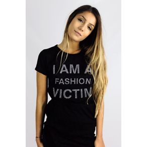 Camiseta Camis I Am a Fashion Victim Preta CaFarah GG