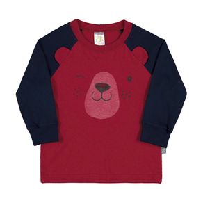 Camiseta Carmim-Bebê Menino-Meia Malha-35655-300 Camiseta Vermelho-Bebê Menino-Meia Malha-Ref:35655-300-M
