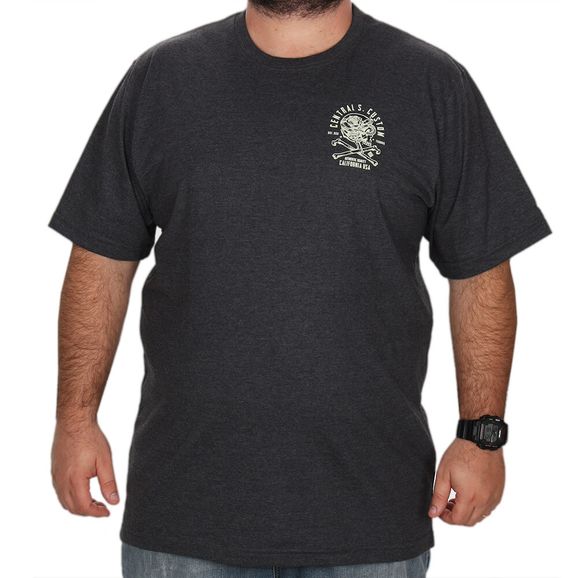 Camiseta Central Surf Tamanho Especial - Preto/mescla - 1G