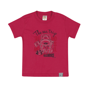 Camiseta Cereja - Bebê Menino -Meia Malha Camiseta Vermelho - Bebê Menino - Meia Malha - Ref:33657-2-G